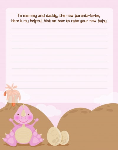Dinosaur Baby Girl - Baby Shower Notes of Advice