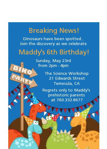 Dinosaur - Birthday Party Petite Invitations