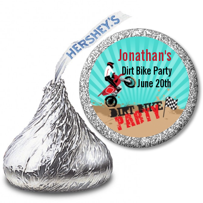 Dirt Bike - Hershey Kiss Birthday Party Sticker Labels