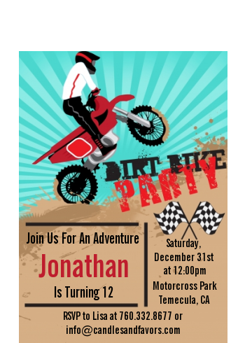 Dirt Bike - Birthday Party Petite Invitations