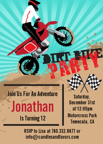  Dirt Bike - Birthday Party Invitations Dirt bike