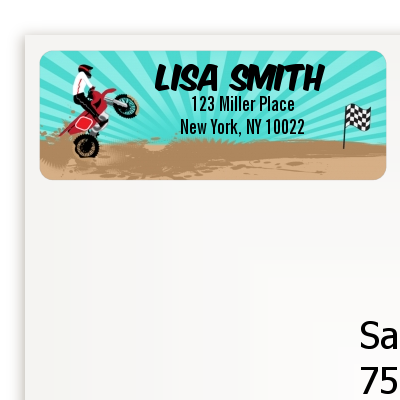 Dirt Bike - Birthday Party Return Address Labels