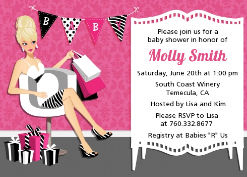  Posh Mom To Be - Baby Shower Invitations Black Hair A