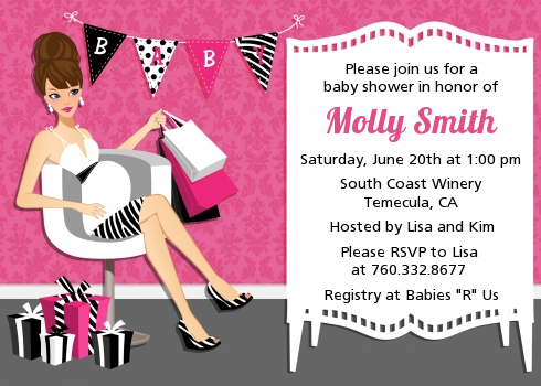  Posh Mom To Be - Baby Shower Invitations Black Hair A