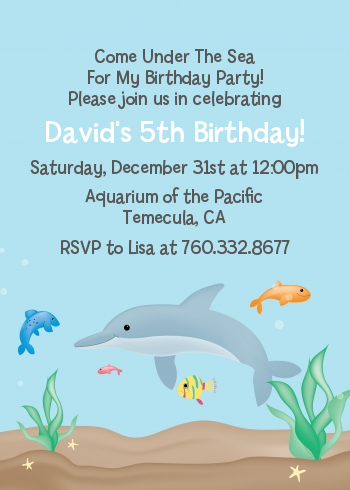 Dolphin - Birthday Party Invitations