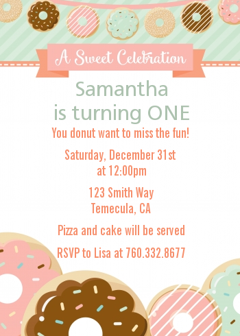 Donut Party - Birthday Party Invitations