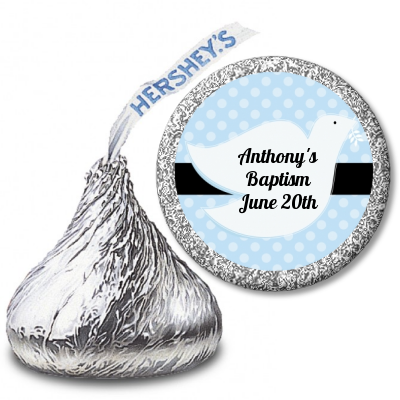 Dove Blue - Hershey Kiss Baptism / Christening Sticker Labels