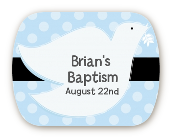 Dove Blue - Personalized Baptism / Christening Rounded Corner Stickers