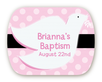 Dove Pink - Personalized Baptism / Christening Rounded Corner Stickers