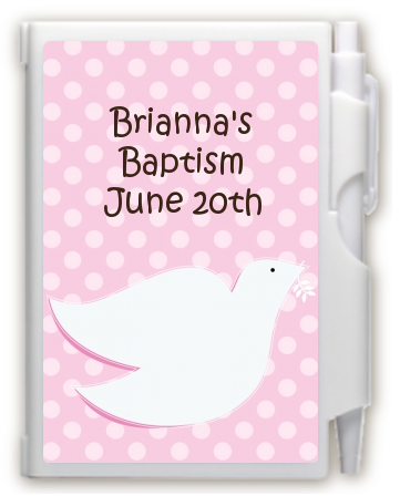 Dove Pink - Baptism / Christening Personalized Notebook Favor