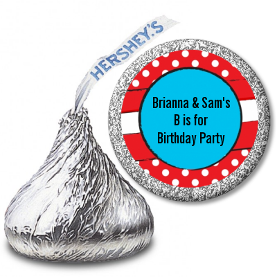 Dr. Seuss Inspired Thing 1 Thing 2 - Hershey Kiss Birthday Party Sticker Labels