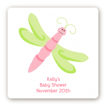 Dragonfly - Square Personalized Baby Shower Sticker Labels