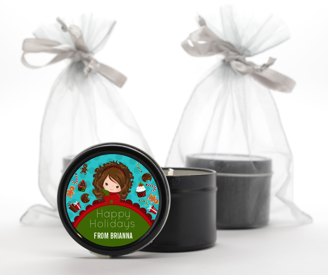  Dreaming of Sweet Treats - Christmas Black Candle Tin Favors Option 1