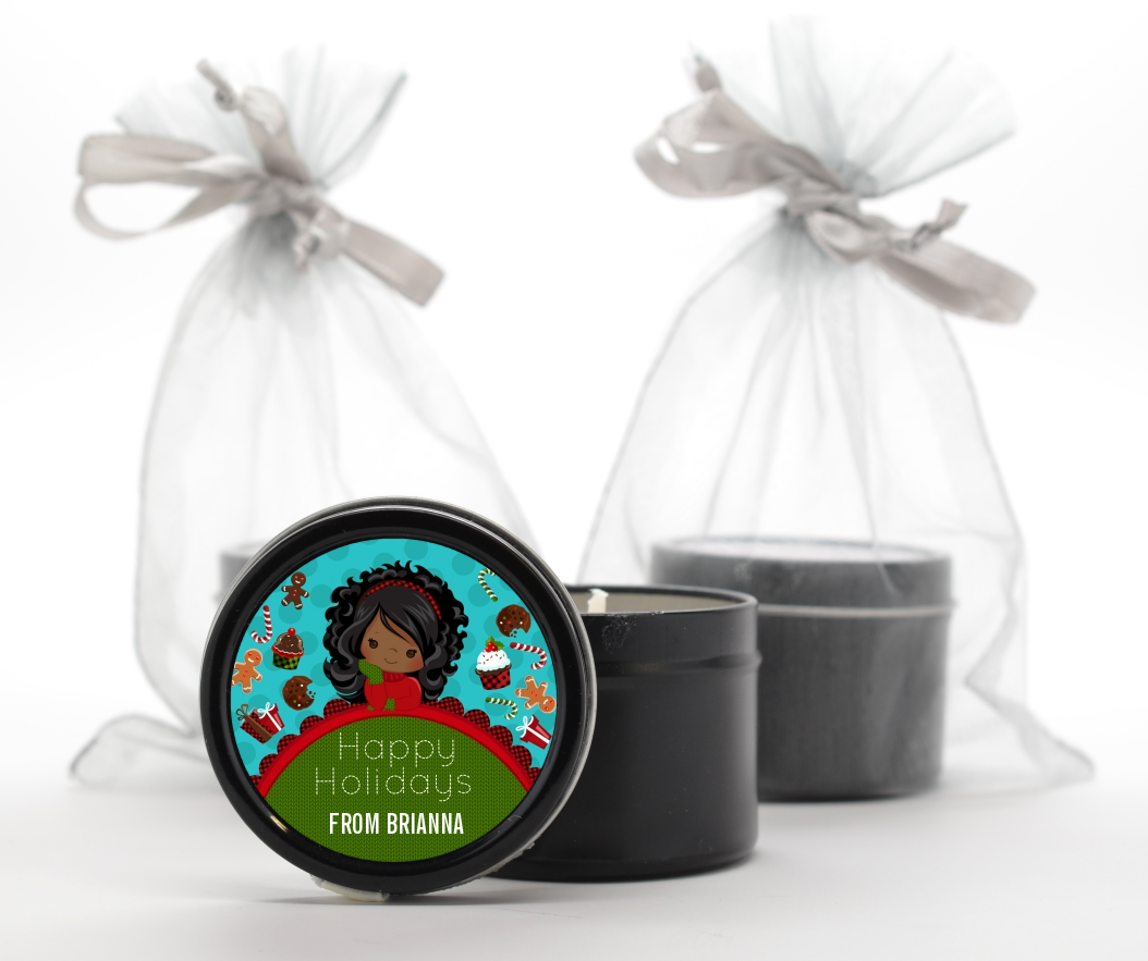  Dreaming of Sweet Treats - Christmas Black Candle Tin Favors Option 1