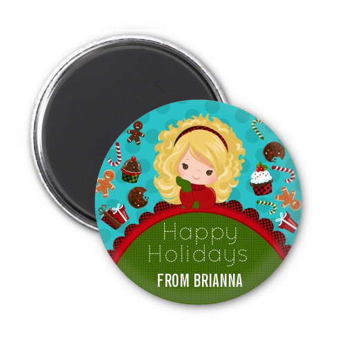  Dreaming of Sweet Treats - Personalized Christmas Magnet Favors Option 1