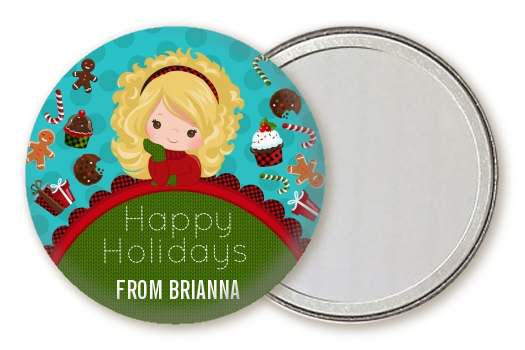  Dreaming of Sweet Treats - Personalized Christmas Pocket Mirror Favors Option 1