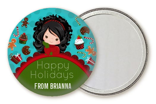  Dreaming of Sweet Treats - Personalized Christmas Pocket Mirror Favors Option 1