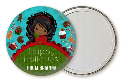  Dreaming of Sweet Treats - Personalized Christmas Pocket Mirror Favors Option 1