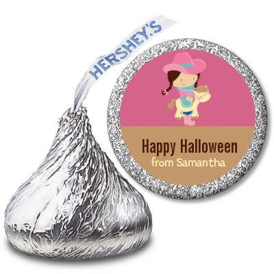 Dress Up Cowgirl Costume - Hershey Kiss Halloween Sticker Labels