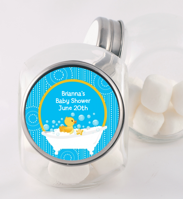  Duck - Personalized Baby Shower Candy Jar Blue