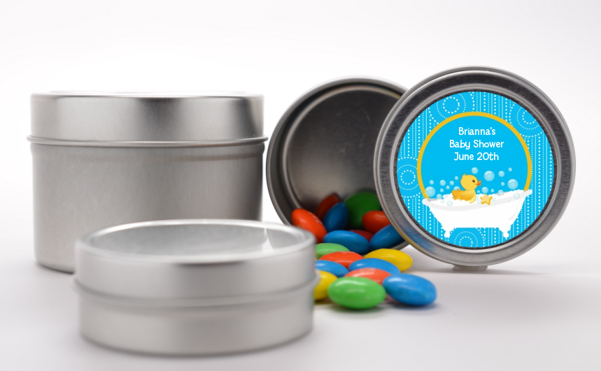  Duck - Custom Baby Shower Favor Tins Blue