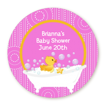  Duck - Round Personalized Baby Shower Sticker Labels Blue