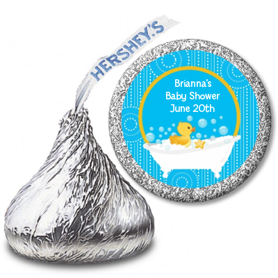  Duck - Hershey Kiss Baby Shower Sticker Labels Blue