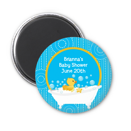  Duck - Personalized Baby Shower Magnet Favors Blue
