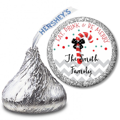 Eat, Drink & Be Merry - Hershey Kiss Christmas Sticker Labels
