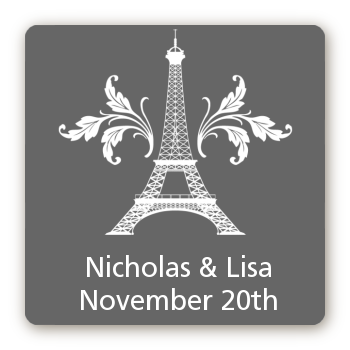 Eiffel Tower - Square Personalized Bridal Shower Sticker Labels