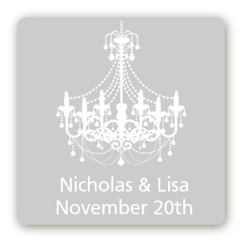 Elegant Chandelier - Square Personalized Bridal Shower Sticker Labels