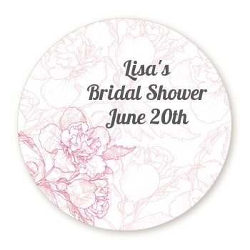  Elegant Flowers - Round Personalized Bridal Shower Sticker Labels 