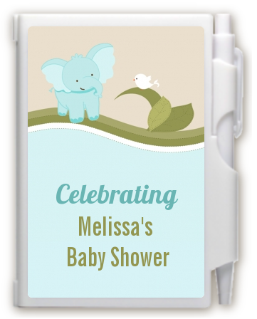 Elephant Baby Blue - Baby Shower Personalized Notebook Favor