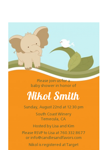 Elephant Baby Neutral - Baby Shower Petite Invitations