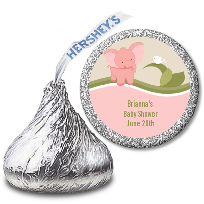 Elephant Baby Pink - Hershey Kiss Baby Shower Sticker Labels