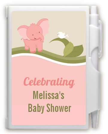 Elephant Baby Pink - Baby Shower Personalized Notebook Favor