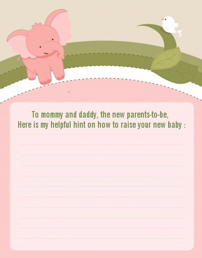 Elephant Baby Pink - Baby Shower Notes of Advice