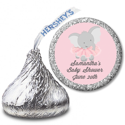 Elephant Pink Tutu - Hershey Kiss Baby Shower Sticker Labels