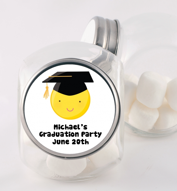  Emoji Graduate - Personalized Graduation Party Candy Jar No Glasses