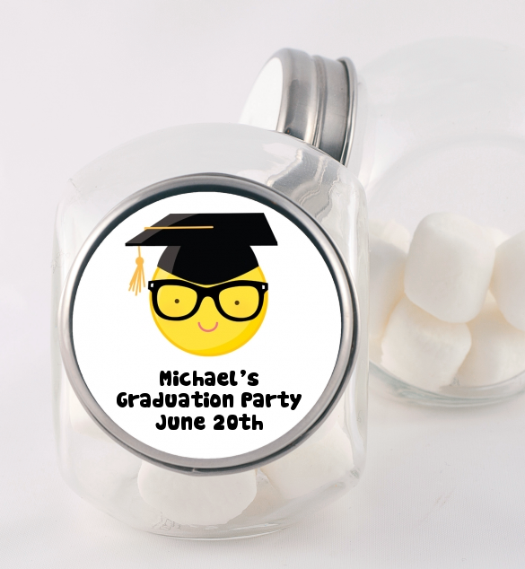  Emoji Graduate - Personalized Graduation Party Candy Jar No Glasses