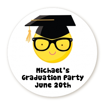  Emoji Graduate - Round Personalized Graduation Party Sticker Labels No Glasses