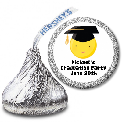  Emoji Graduate - Hershey Kiss Graduation Party Sticker Labels No Glasses