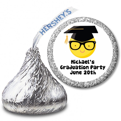  Emoji Graduate - Hershey Kiss Graduation Party Sticker Labels No Glasses