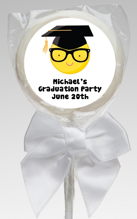  Emoji Graduate - Personalized Graduation Party Lollipop Favors No Glasses