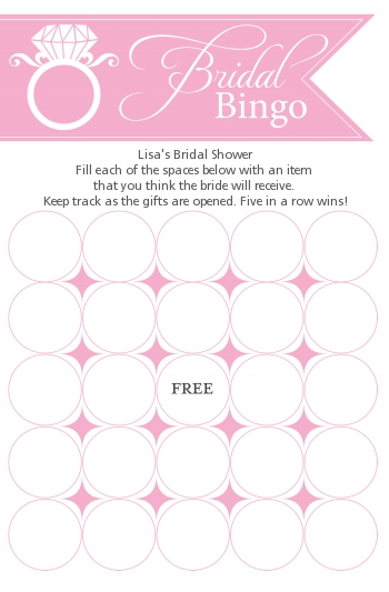 Engagement Ring Blush Pink - Bridal Shower Gift Bingo Game Card