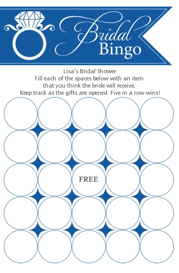 Engagement Ring Dark Blue - Bridal Shower Gift Bingo Game Card