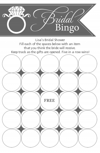 Engagement Ring Dark Grey - Bridal Shower Gift Bingo Game Card