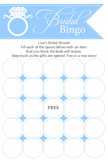 Engagement Ring Light Blue - Bridal Shower Gift Bingo Game Card