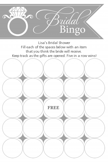 Engagement Ring Light Grey - Bridal Shower Gift Bingo Game Card