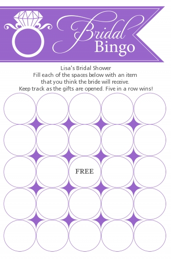 Engagement Ring Orchid - Bridal Shower Gift Bingo Game Card